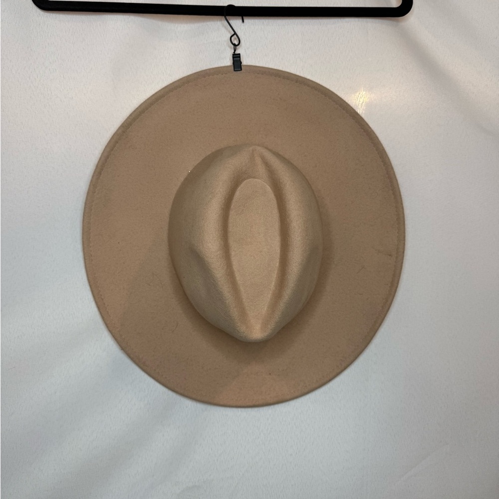 Sophisticated Taupe Wool Felt Hat with Wide Brim